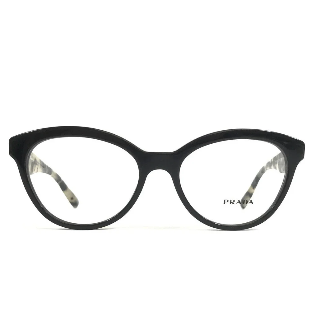 Prada Eyeglasses Frames VPR 11R TFN-1O1 Black Opal Gray Tortoise 52-17-140